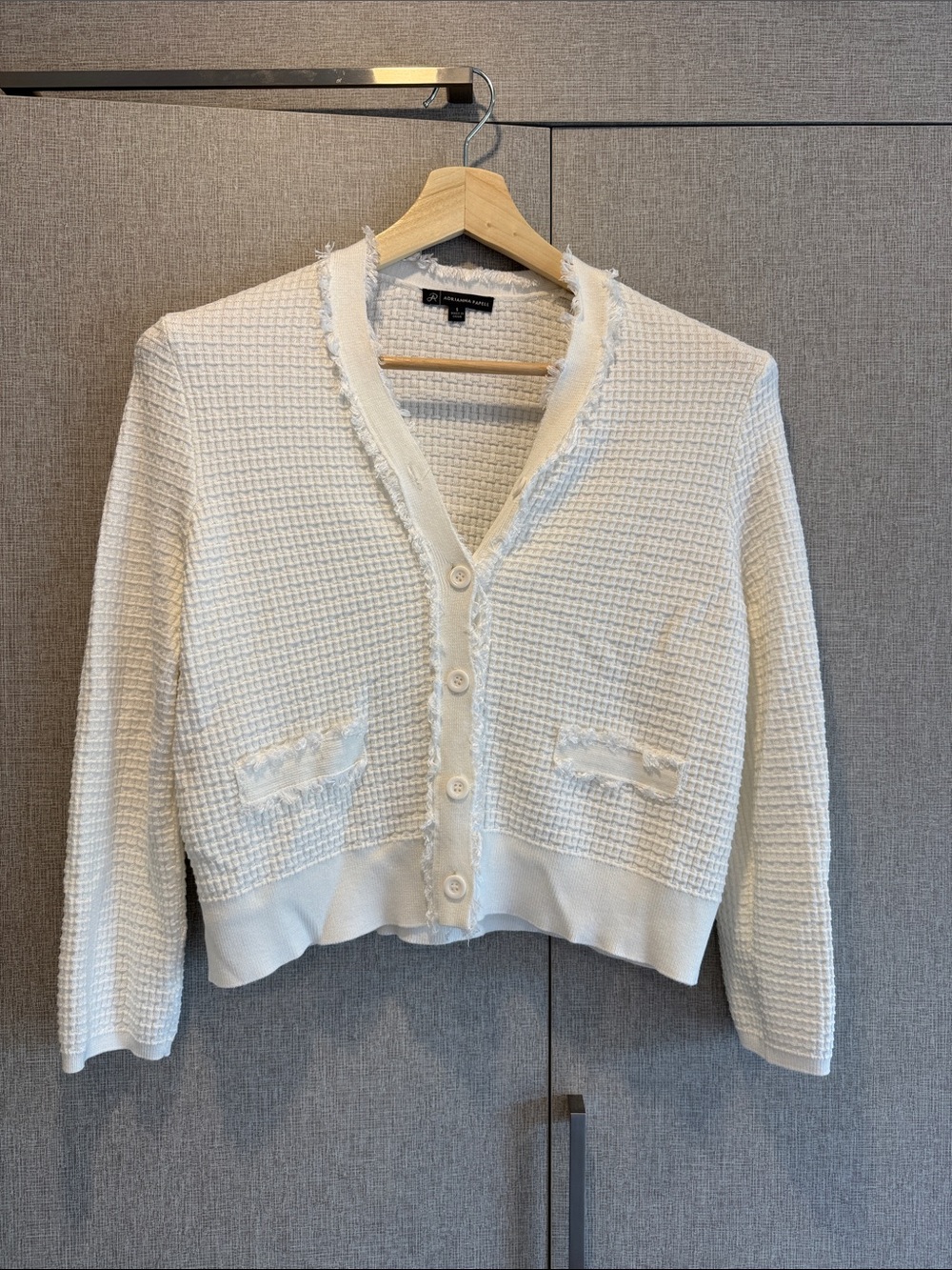Off-White Textured Button-Front Women's Cardigan Sweater